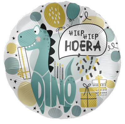 Folieballon hiep hiep hoera dino