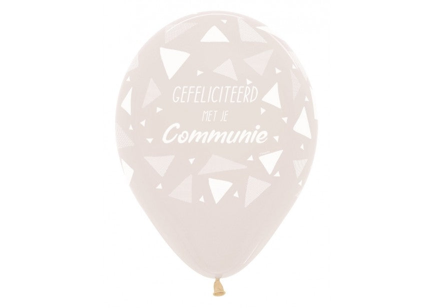 Bedrukte ballon: Gefeliciteerd met je communie doorzichtig, driehoek