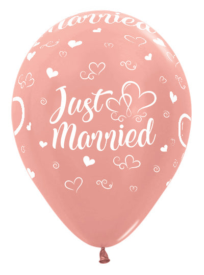 Bedrukte ballon: just married, rose gold