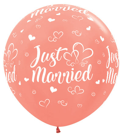 Bedrukte ballon: just married xl rose gold