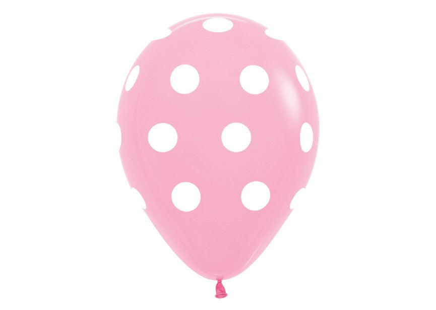 Bedrukte ballon: roze met witte dots