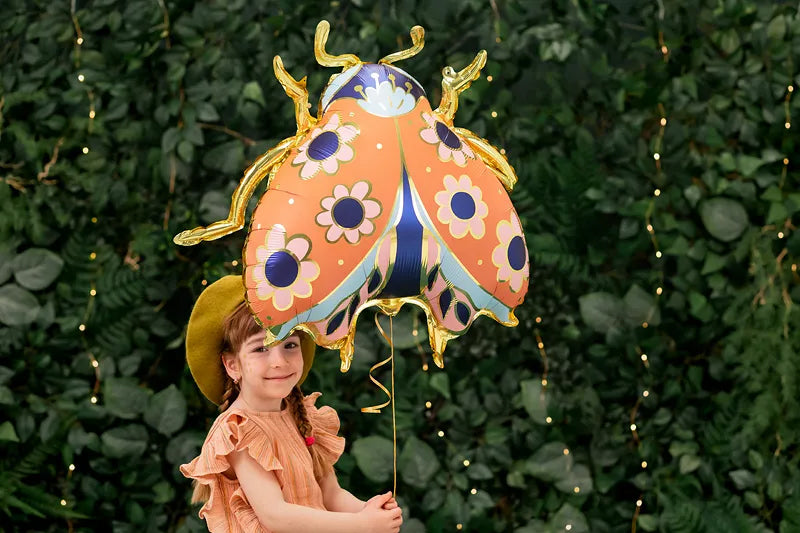 Folieballon lieveheersbeestje met bloemen