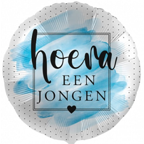 Folieballon hoera een jongen