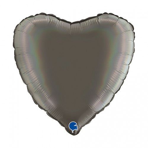 Folieballon hart platina grijs